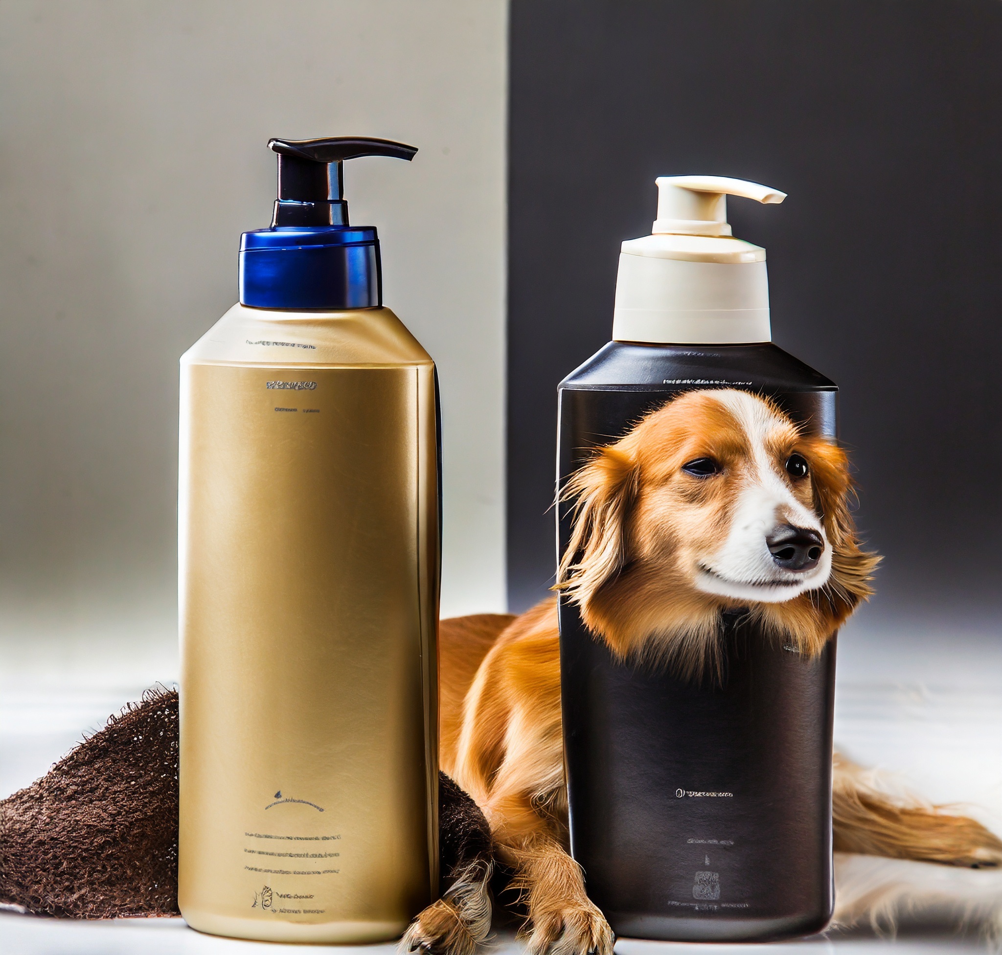 Comparing human shampoo and dog shampoo bottles